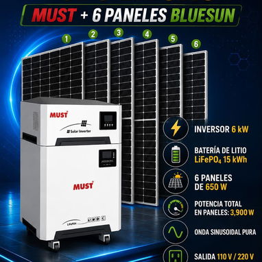 Kit solar: INVERSOR,  BATERIA Y 6 PANELES SOLARES - 2/2