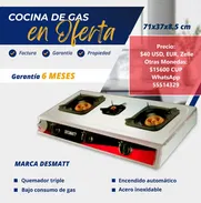 Cocina de gas de tres hornillas, garantía de 6 meses, aceptamos cualquier moneda de pago - Img 47367048