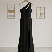 Vestido largo de fiesta elegante, color negro con abertura y un hombro [Talla S] 25usd - Img 56122744
