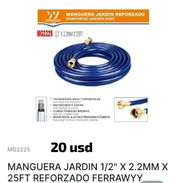Manguera de jardín reforzada de 25 ft de 1/2 x2.2 mm - Img 56834848