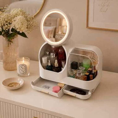 Artículo del hogar y este Organizador de Maquillaje con Espejo LED y Ventilador Integrado 💰 65 USD ✨ Diseño moderno. - Img 124270001