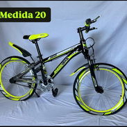 Bicicleta 20 verde/ negra con amortiguacion delantera,diseño en las llantas nuevas en su caja para varones - Img 58296688