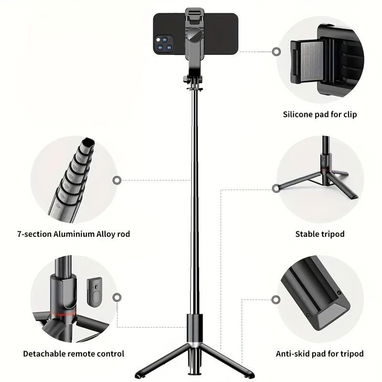 📸 Trípode y Selfie Stick 2 en 1 con Control Remoto Bluetooth 💵 Precio: $28 | Producto nuevo - Img 99425997