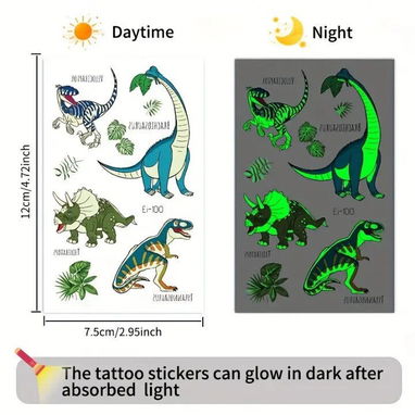 Tatuajes temporales de dinosaurios luminosos | Con garantía | videojuegoshabana.com - Img 123270296