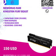 🔥 MEMORIAS KINGSTON BEAST — 32GB DDR4 PARA RENDIMIENTO EXTREMFURY O EN GAMING Y CREACIÓN 🎮 - Img 53395510