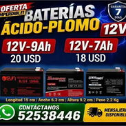 BATERIAS DE ACIDO-PLOMO 12V 7Ah y 12 9AH MENSAJERIA DISPONIBLE GARANTIA DE 7 DIAS REBAJA POR CANTIDAD - Img 58129055