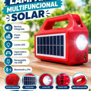 Lámpara multifuncional incluye : bocina , panel solar Luces led y agarradera 🧾Factura - Img 58400664