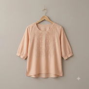 Blusa tono melocotón de mujer con detalles bordados talla L - Img 57070003