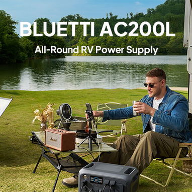 Bluetti AC200L Estación de energía portátil 2048Wh 2400W (3600W Surge) LiFePO4 ampliable a 8192Wh, Salida RV: 30A - 3/10