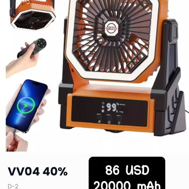 Ventiladores recargables con lámpara y puerto para cargar celulares - Img 121617650