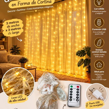 13 USD  Guirnaldas de luces en forma de cortina miden 3x3 metros  Ojo solo las guirnaldas no trae tela   Multicolor • Bl - 2/2