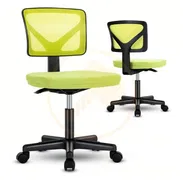 Silla de Oficina Sin Brazos, Soporte Lumbar Ergonómico, Altura Ajustable, Giro de 360 Grados - Verde - Img 53776293