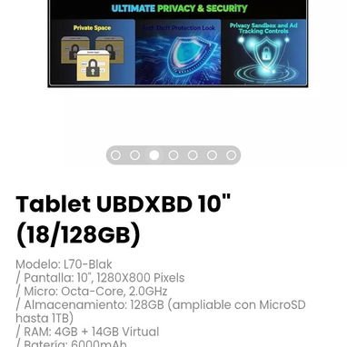 Tablet UBDXBD 10" (18/128GB). Incluye cable y cargador - Img 123266129