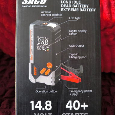 Arrancador y compresor marca saco calidad profesional infla hasta 150psi 40 arranques y 120w de potencia de compresor - 3/5