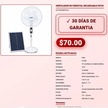 MINI FAN VENTILADOR DE MESA VENTILADOR DE MESA RECARGABLE PATIX VENTILADOR DE PEDESTAL VENTILADOR ENFRIADOR VENTILADOR - 9/9
