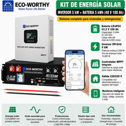 Kit de energía eco worthy para viviendas inversor de 5kw con batería de 5kw 48v y 100ah tipo rack - Img 58045960