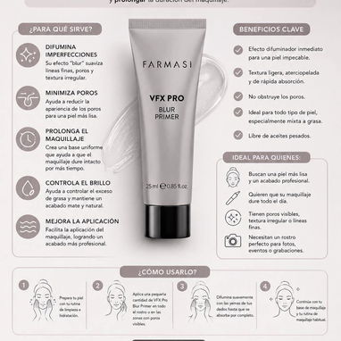 Primer Blur VFX PRO 25ml✨Prebase para maquillaje de larga duración✨Ideal: poros visibles,textura irregular,lineas finas - 3/3
