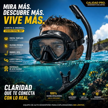 Máscaras de bucear un vidrio panorámico y Snorkel - Img 122370244