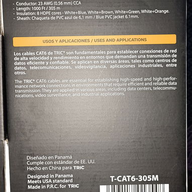Caja (Bobina) Cable de Red UTP Cat6 TRIC (305m) - Alta Velocidad - Img 126332111