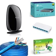 Todo para Redes --> Routers TP-Link / Tianjen | Switch de 8 puertos | Antena con amplificador para señal GSM | Cable - Img 49460282