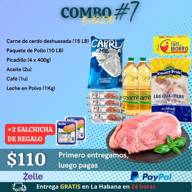 Combos de alimet Habana domicilio msj incluida puede pagar en MN USD Zelle bizun pay pal EUR llamar o WhatsApp 52396332 - 7/8