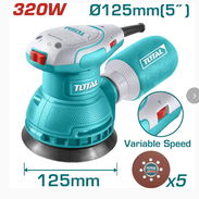 Lijadora orbital 320w con velocidad ajustable y 5 lijas - Img 52542441