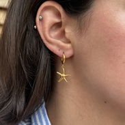 Aretes dorados estrella acero inoxidable - Img 58348659