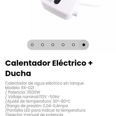 Calentador Eléctrico + Ducha sin tanque. Modelo: RX-021 - 6/6