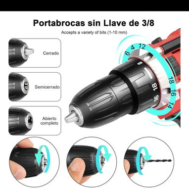 Kit De Taladros Rotomartillos Inalámbricos 2 Baterías Rojo 50 Hz/60 Hz - 3/4