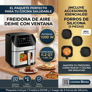 Freidora de aire con botones táctiles con 3 moldes de silicona. 1500W, 6.2QT=5.87Lts. - Img 56185947