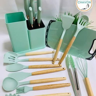 Set de utensilios de silicona con cuchillos y tabla (18 piezas) - Img 119912500