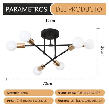 LAMPARA DE TECHO MODERNA DE 6 LUCES - 5/5