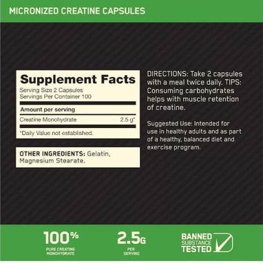 💪 Creatina Micronizada Optimum Nutrition en Cápsulas – 100 Cápsulas - Img 126474223