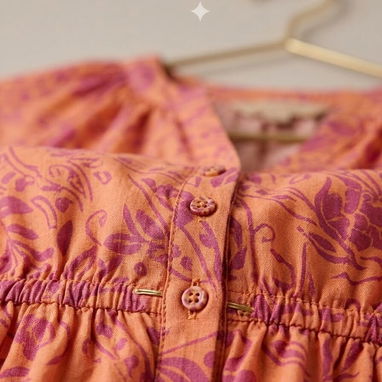 Vestido corto de mujer con estampado floral tonos naranja y rosa [Talla XS] 25usd - Img 124798271
