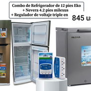 Combo de Refrigerador de 12 pies Eko + Nevera 4.2 pies milexus + Regulador de voltaje triple - Img 57706888