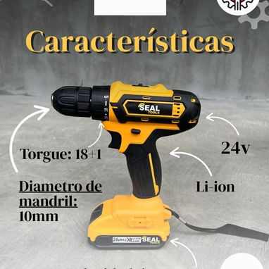 Taladro -Atornillador Inalambrico Marca:SealTools  2Bateriaz 24v 2.6AH Velocidades :18+1// movil 5 9757936 - 3/6