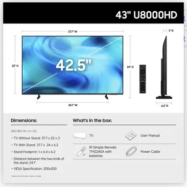 Samsung 43" 4K UHD Class U8000H / U8000HD 2026 - 4/10