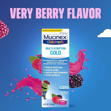 Mucinex jarabe de alivio del resfriado para niños, alivia la congestión nasal, la congestión del pecho, la tos y el moco - 2/6