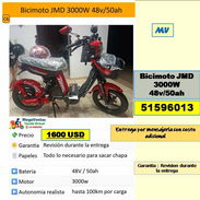 Bicimoto JMD 3000W 48v/50ah...1600 USD...51596013...Transporte costo adicional.. Revision durante la entrega (MV-807) - Img 56682575