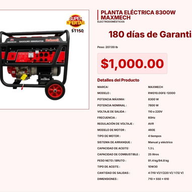 Planta Eléctrica Hollfill FW4500iS de 3600W por 700 Dólares Netos VPT#-0247 - Img 120976405