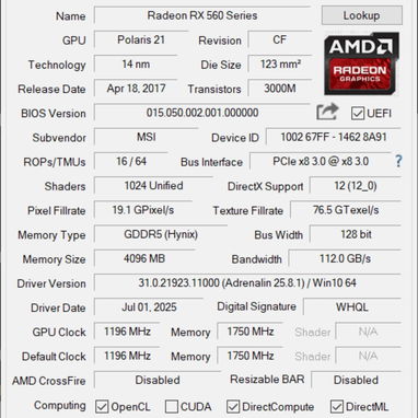 MSI RX 560 AERO ITX OC 4GB - Img 122298553