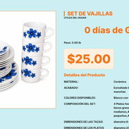 Juego de Mesa de Cerámica de 20 Piezas con Cantos Redondeados de Resina VPT#-0465 - Img 55669320
