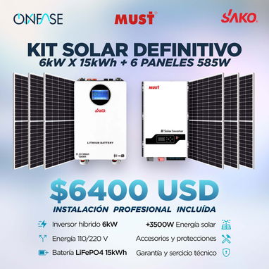 ⚡KIT SOLAR DEFINITIVO INVERSOR 6KW + BATERÍA 15KWH + 8 PANELES SOLARES | INSTALACIÓN COMPLETA INCLUÍDA ⚡ - Img 124358627
