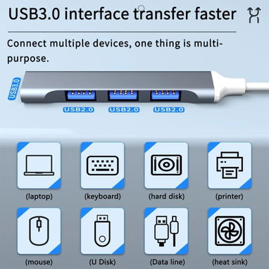 🔌 Hub USB-C 3.0 Alta Velocidad de 4 Puertos 🌐 Macbook, PC, Laptop. - Img 126074354