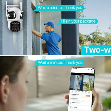 Cámara de seguridad WiFi IP PTZ de tres lentes para exteriores, HD 6K, (trabaja con o sin Internet) NUEVA! - Img 120543346
