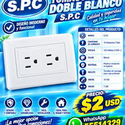 TOMACORRIENTE DOBLE BLANCO S.P.C DE 15A Y 125V CON FACTURA, NUEVO EN SU EMPAQUE. VARIEDAD - Img 57325824