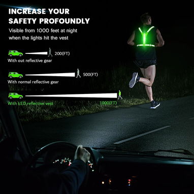 🦺 Chaleco reflectante LED recargable para correr, ciclismo y paseos nocturnos, visibilidad 1000 pies, ligero 🌙🚴‍♂️🏃‍ - 7/7