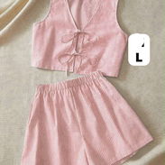 Conjunto de verano de color rosa talla grande (L), blusa y short - Img 56704158