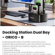 Docking Station Dual Bay - ORICO - B. Incluye transformador 12V 3A con cable de 1 metro de largo - Img 55078735