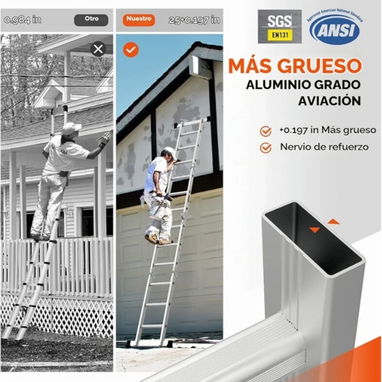 Escalera plegable Extensión de aluminio multiusos 7 en 1 escalón resistente combinación EN 131 estándar (12.5 pies)🇮🇱 - 8/9